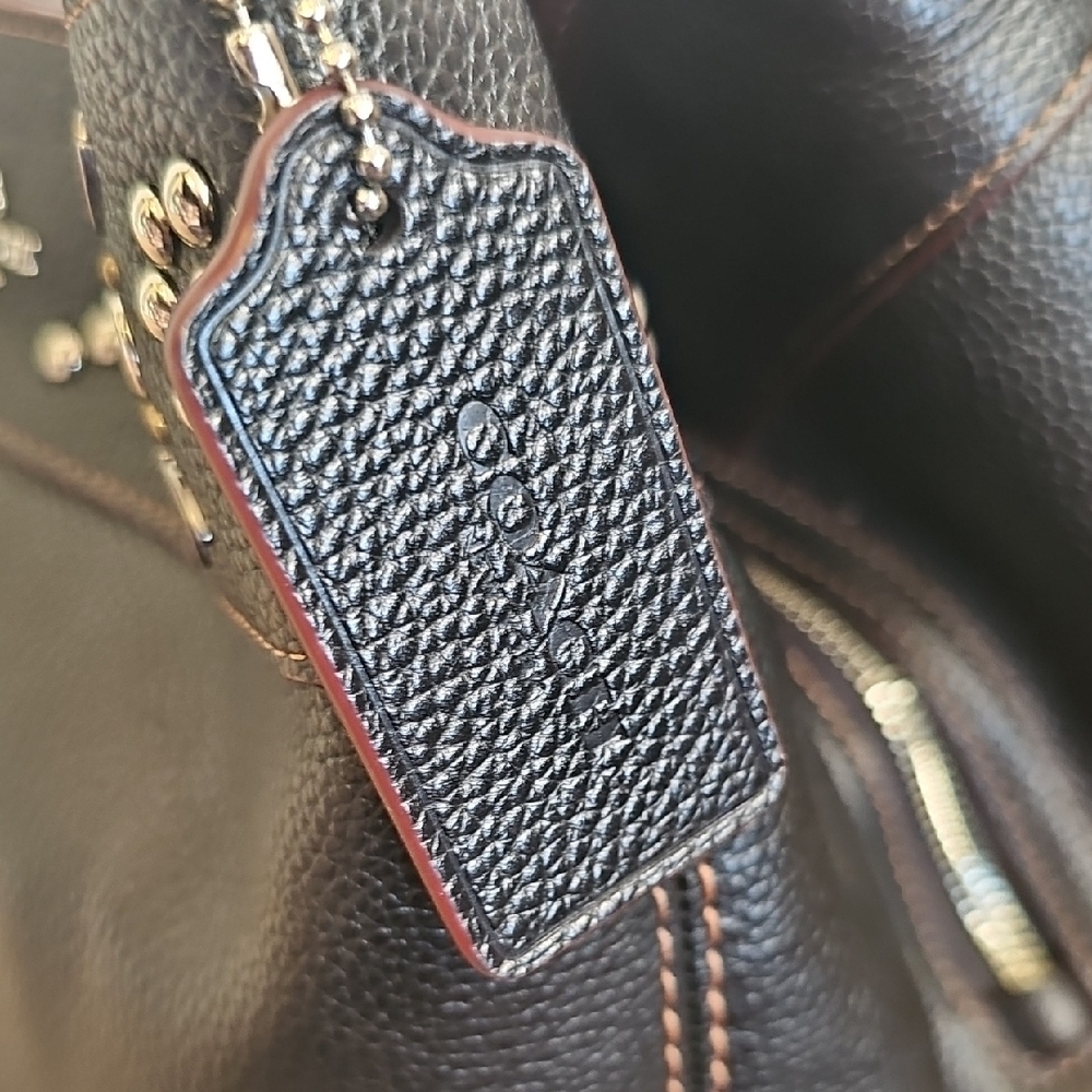 Coach 2017 Lexy XL Black Pebbled Leather Hobo Shoulder Bag Rivet Details. EUC - Picture 8 of 13